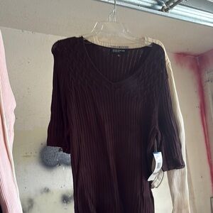 Jones New York Brown Crew Neck Sweater